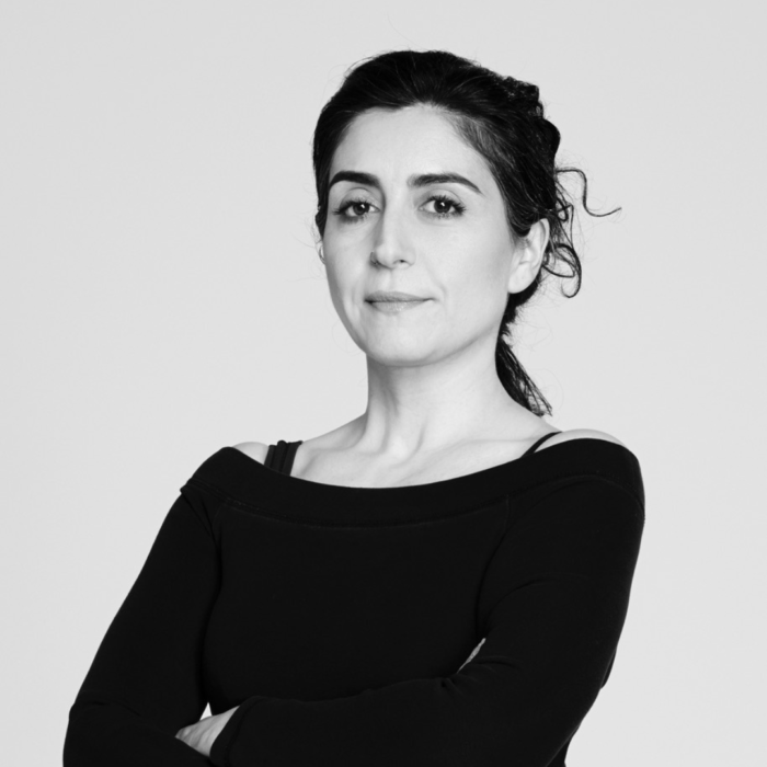 Black and white portrait of Xenia Aidonopoulou